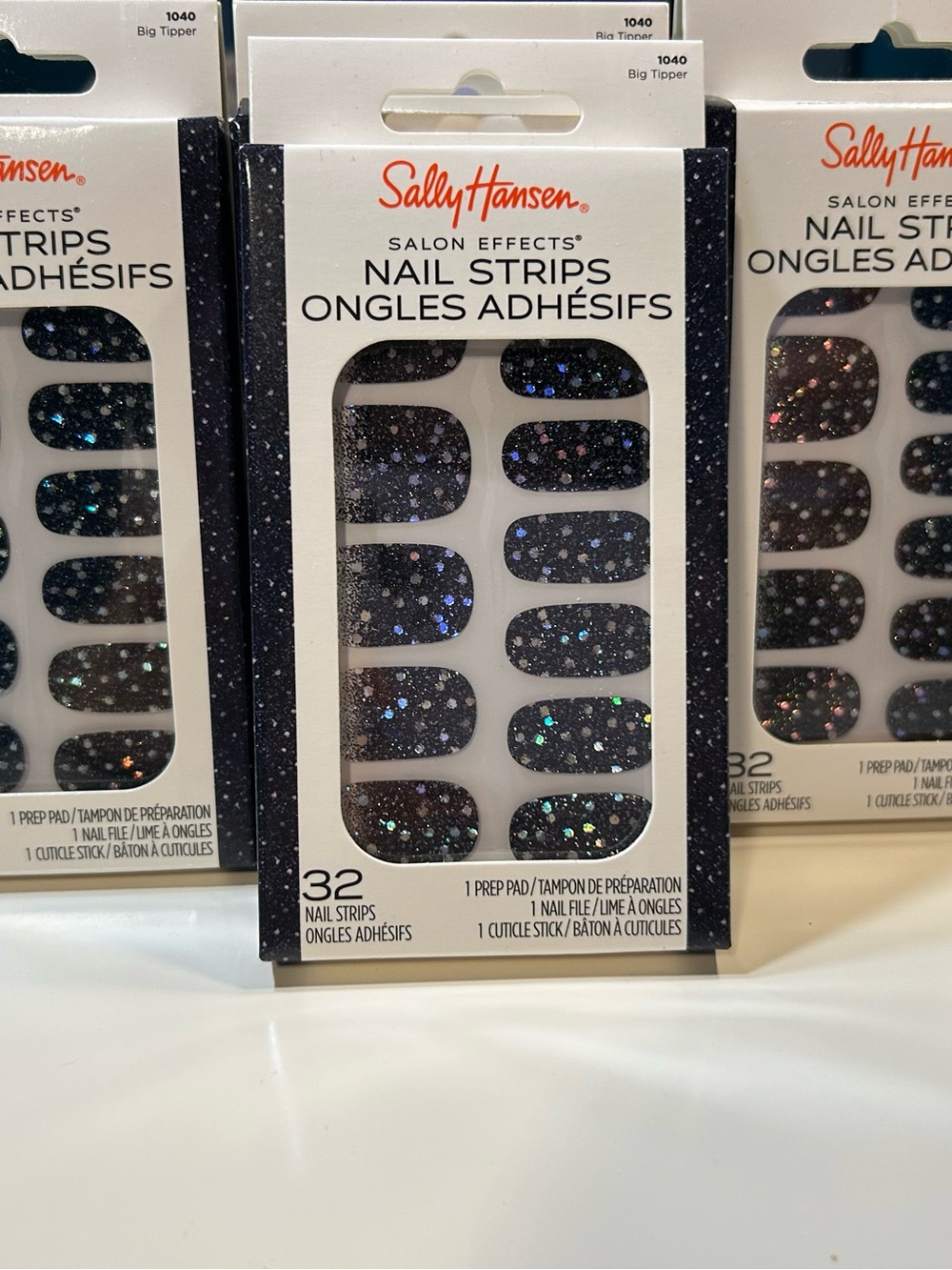 Sally Hansen Black Glitter Press-On Nail Strips